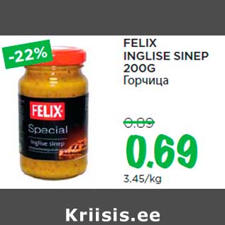 Allahindlus - FELIX INGLISE SINEP 200G