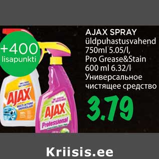 Allahindlus - AJAX SPRAY üldpuhastusvahend, Pro Grease&Stain