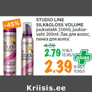 Allahindlus - STUDIO LINE SILK&GLOSS VOLUME juukselakk 250ml, juuksevaht 200ml.