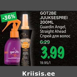 Allahindlus - GOT2BE JUUKSESPREI 200ML Guardin Angel, Straight Ahead