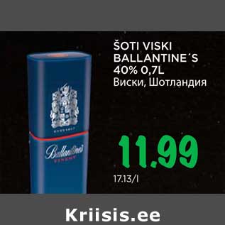 Allahindlus - ŠOTI VISKI BALLANTINE´S 40% 0,7L