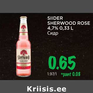 Allahindlus - SIIDER SHERWOOD ROSE 4,7% 0,33 L