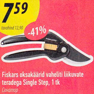 Allahindlus - Fiskars oksakäärid vaheliti liikuvate teradega Single Step, 1 tk