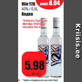 Allahindlus - Viin Y2K 40% / 0,5L