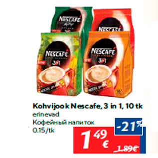 Allahindlus - Kohvijook Nescafe, 3 in 1, 10 tk