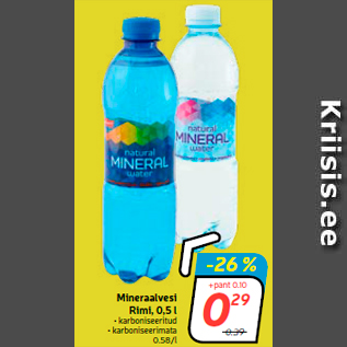 Allahindlus - Mineraalvesi Rimi, 0,5 l