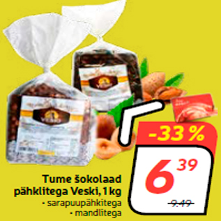 Allahindlus - Tume šokolaad pähklitega Veski, 1 kg