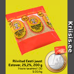 Allahindlus - Riivitud Eesti juust Estover, 25,2%, 200 g