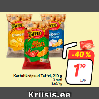 Allahindlus - Kartulkrõpsud Taffel, 210 g