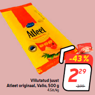 Allahindlus - Viilutatud juust Atleet originaal, Valio, 500 g