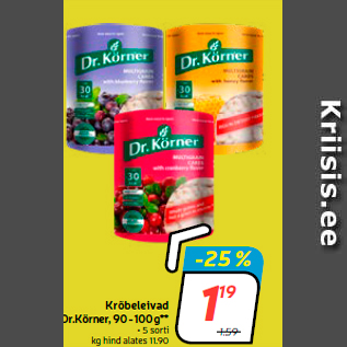 Allahindlus - Krõbeleivad Dr.Körner, 90 - 100 g**