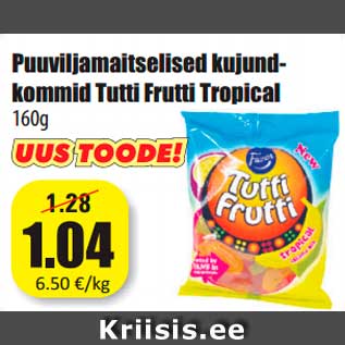 Allahindlus - Puuviljamaitselised kujundkommid Tutti Frutti Tropical 160 g