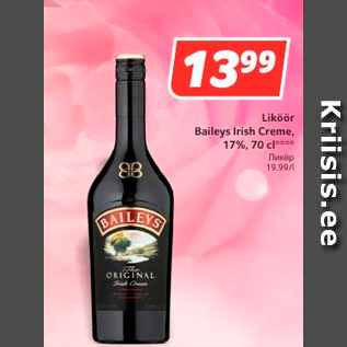 Allahindlus - Liköör Baileys Irish Creme, 17%, 70 cl****