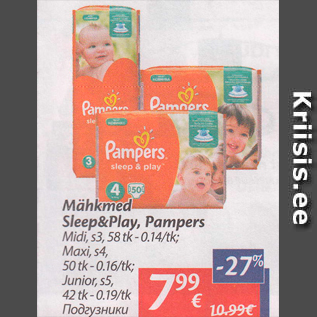 Allahindlus - Mähkmed Sleep&Play, Pampers