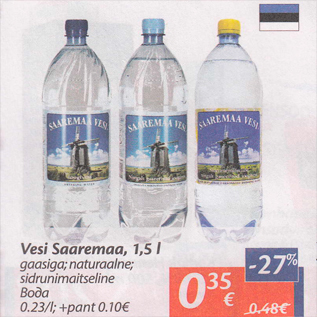 Allahindlus - Vesi Saaremaa, 1,5 l