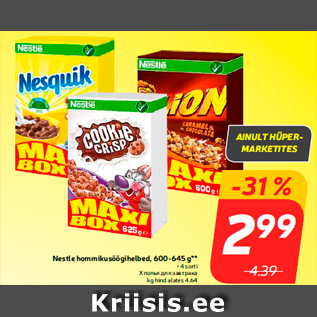 Allahindlus - Nestle hommikusöögihelbed, 600-645 g** • 4 sorti