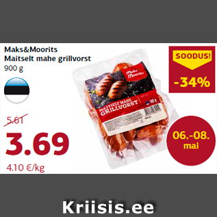 Allahindlus - Maks&Moorits Maitselt mahe grillvorst 900 g