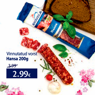 Allahindlus - Vinnutatud vorst Hansa 200 g