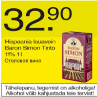 Allahindlus - Hispaania lauavein Baron Simon Tinto