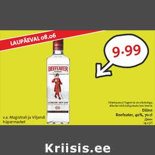 Allahindlus - Džinn Beefeater, 40%, 70 cl