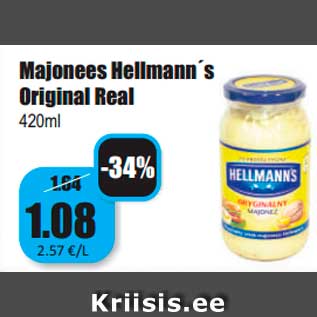 Allahindlus - Majonees Hellmann´s Original Real 420ml