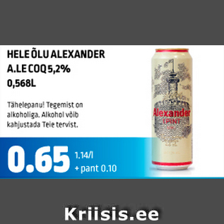 Allahindlus - HELE ÕLU ALEXANDER A.LE COQ