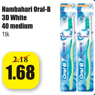 Allahindlus - Hambahari Oral-B 3D White 40 medium 1 tk