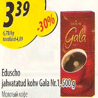 Allahindlus - Eduscho jahvatatud kohv Gala