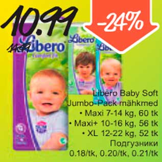 Allahindlus - Libero Baby Soft Jumbo Pack mähkmed