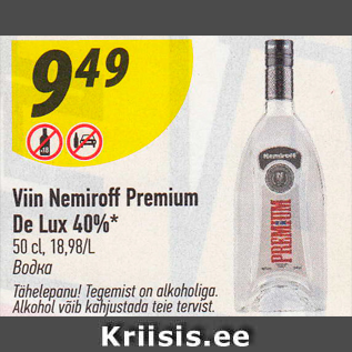 Allahindlus - Viin Nemiroff Premium De Lux 40%*