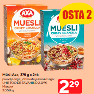 Allahindlus - Müsli Axa, 375 g x 2 tk