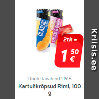 Allahindlus - Kartulikrõpsud Rimi, 100 g