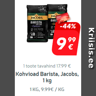 Allahindlus - Kohvioad Barista, Jacobs, 1 kg*