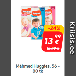 Allahindlus - Mähkmed Huggies, 56 - 80 tk