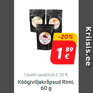 Allahindlus - Köögiviljakrõpsud Rimi, 60 g