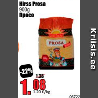 Allahindlus - Hirss Prosa 900 g