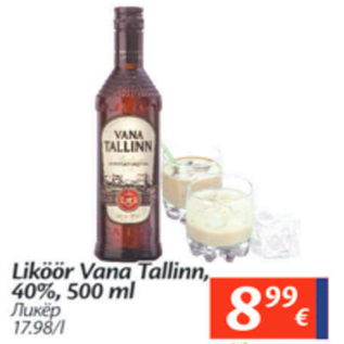 Allahindlus - Liköör Vana Tallinn, 40%, 500 ml