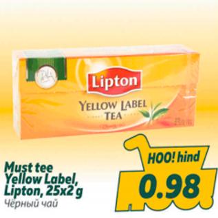 Allahindlus - Must tee Yellow Label Lipton, 25x2 g