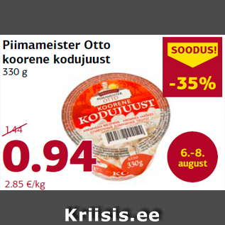 Allahindlus - Piimameister Otto koorene kodujuust 330 g