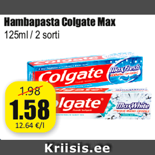 Allahindlus - Hambapasta Colgate Max