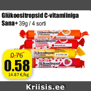 Allahindlus - Glükoositropsid C-vitamiiniga Sana+