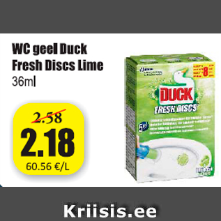 Allahindlus - WC geel Duck Fresh Discs Lime 36 ml