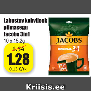 Allahindlus - Lahustuv kohvijook piimasegu Jacobs 3in1