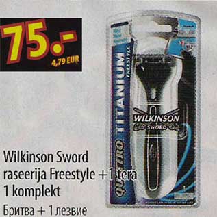 Allahindlus - Wilkinson Sword raseerija Freestyle + 1 tera