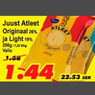 Allahindlus - Juust Atleet Originaal ja Light Valio