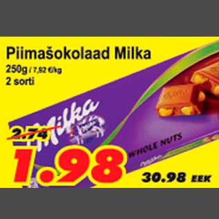 Allahindlus - Piimašokolaad Milka