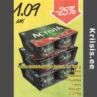 Allahindlus - Activia funktsionaalne jogurt, 4 x 120 g