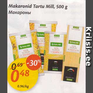 Allahindlus - Makaronid Tartu Mill, 500 g