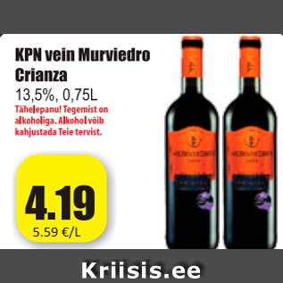 Allahindlus - KPN vein Murviedro Crianza