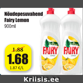 Allahindlus - Nõudepesuvahend Fairy Lemon 900 ml